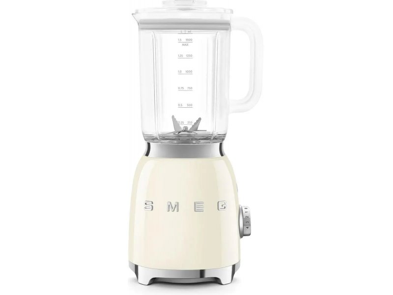 Smeg BLF03CREU кремовый блендер с кувшином из тритана и логотипом SMEG на металлическом корпусе