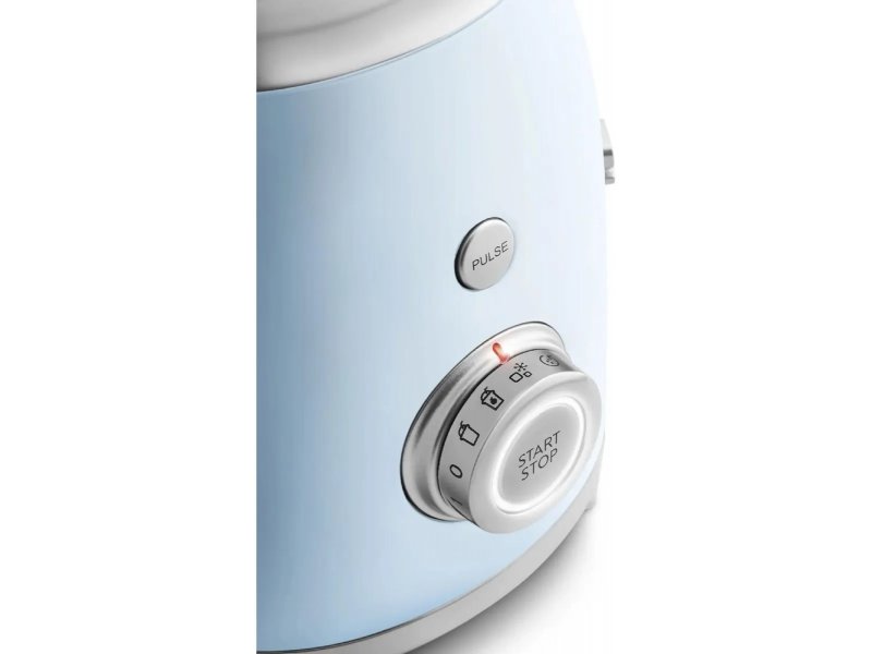 Smeg BLF03PBEU — детальный вид панели управления: кнопки PULSE и START/STOP, скользящий регулятор режимов