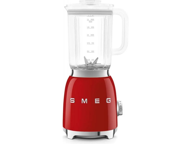 Smeg BLF03RDEU красный блендер с прозрачным тритановым кувшином 1,5 л вид спереди