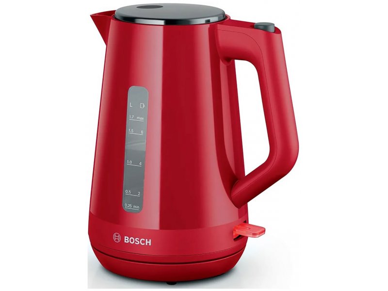 Bosch TWK1M124 красный электрический чайник 1,7 л закрытая спираль вид спереди