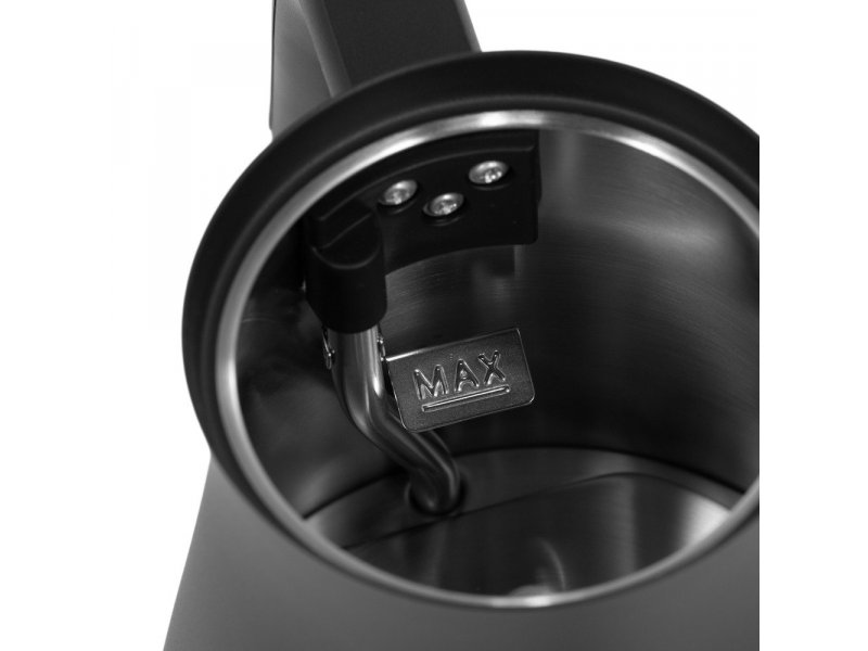 Bork K750 — внутренняя часть чайника, контакты подключения к базе и отметка MAX уровня воды