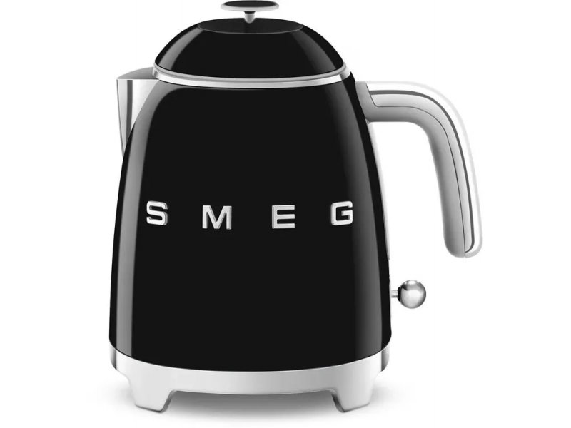 Smeg KLF05BLEU чёрный 0,8 л — компактный ретро-чайник нержавеющая сталь вид сбоку