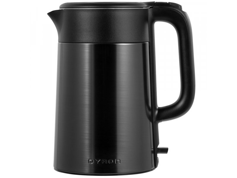 Qyron KS606 чёрный металлический чайник на подставке вид спереди