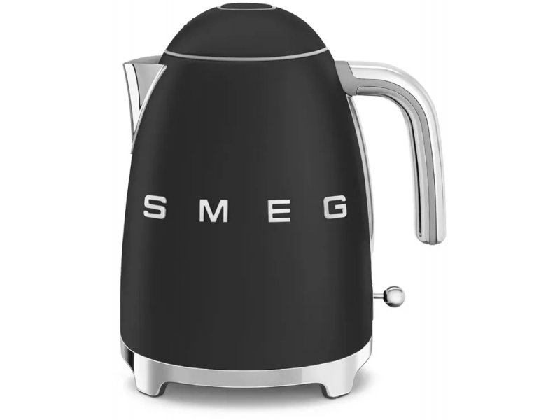 Smeg KLF03BLMEU титан — электрический чайник из нержавеющей стали на подставке, хромированная отделка