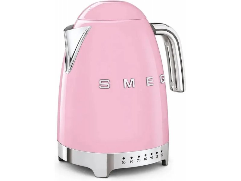 Smeg KLF04PKEU розовый ретро-чайник нержавеющая сталь 1.7 л вид сбоку