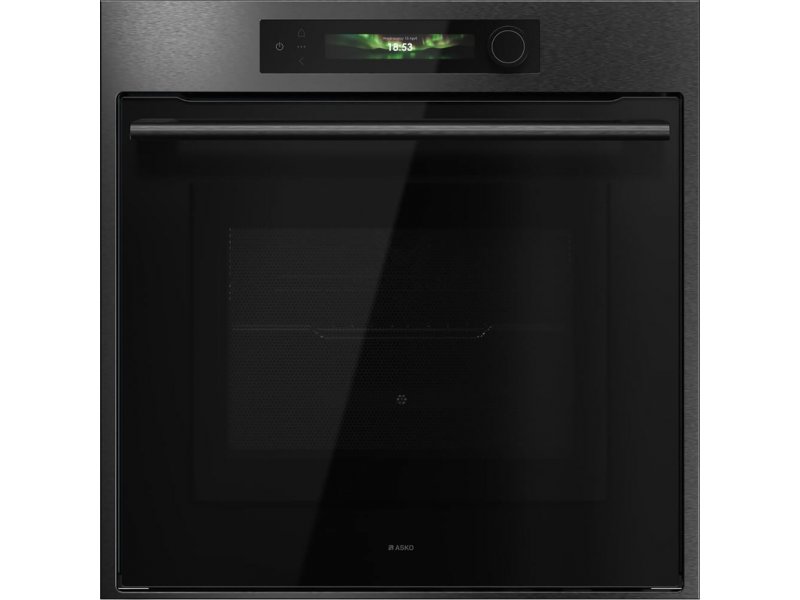 Asko OCM66BSH духовой шкаф с СВЧ &mdash; чёрная сталь, TFT-дисплей, вид спереди