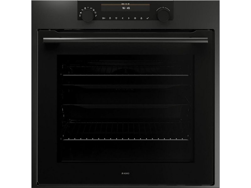 Asko OP8687A1 вид спереди &mdash; графитовый корпус, сенсорный дисплей с белыми символами, серия CRAFT