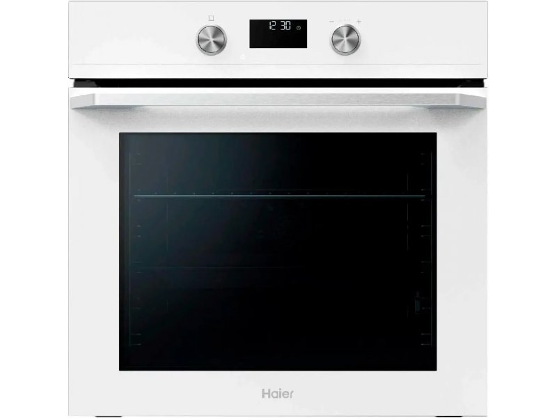 Haier HOQ-K5AAN3GW — встраиваемый электрический духовой шкаф белый с LED-дисплеем и утапливаемыми переключателями