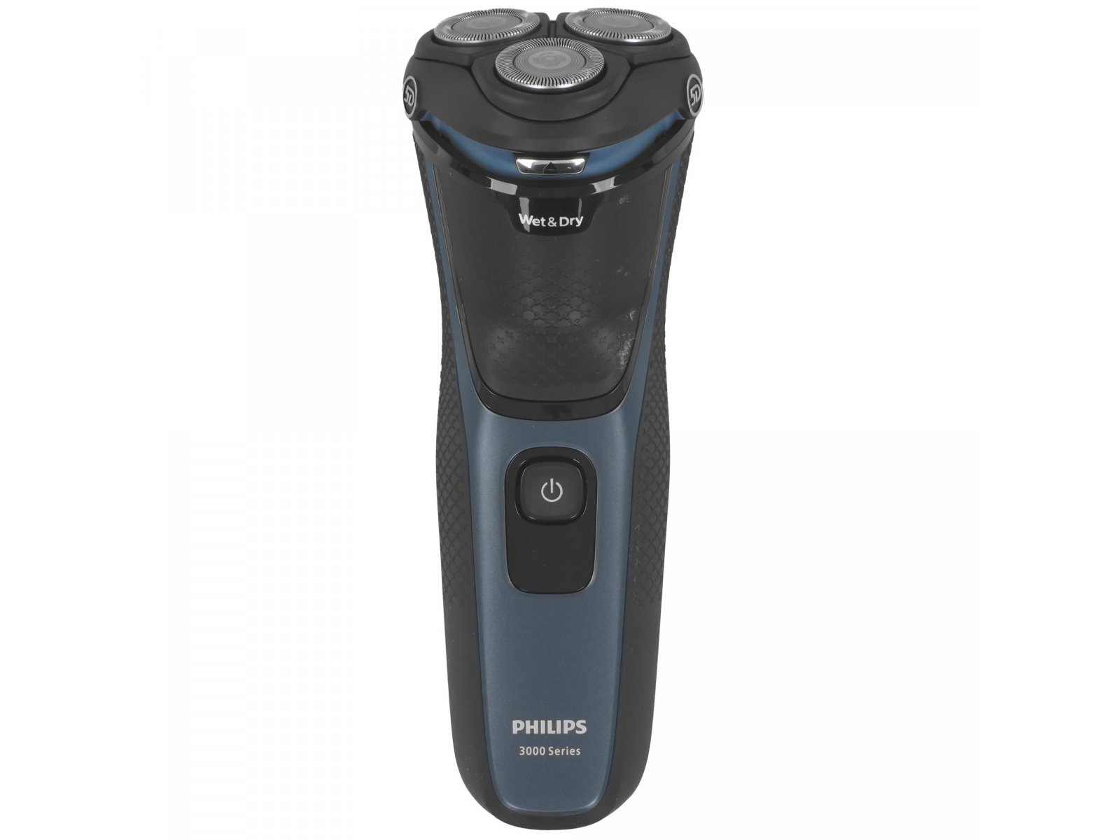 Philips S3144/00 вид спереди &mdash; три плавающие головки Wet and Dry, кнопка включения, серия 3000