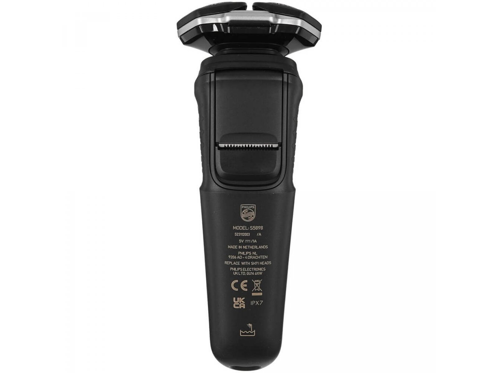 Philips S5898/25 вид снизу маркировка IPX7 сертификация CE логотип Philips