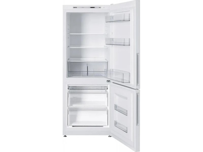 Atlant XM-4609-101 открытая холодильная камера стеклянные полки ящик для овощей морозильные ящики снизу