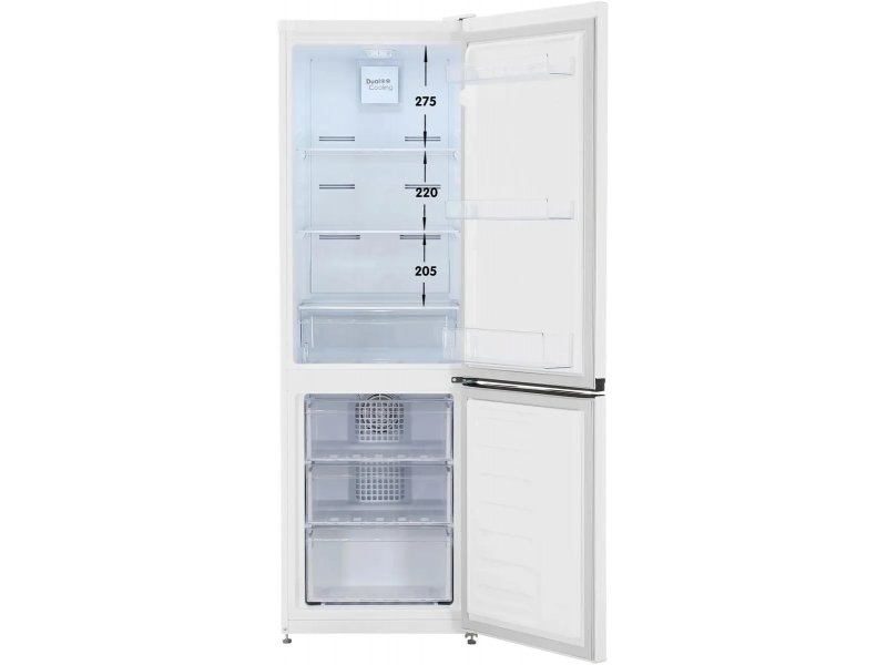 Beko B1RCNK272W холодильная и морозильная камеры с указанием размеров полок
