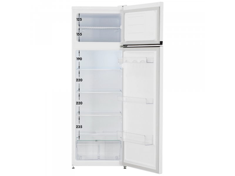 Beko B1RDSK280W схема внутреннего устройства с размерами отделений в миллиметрах