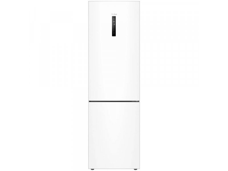 Haier C4F640CWU1 белый двухкамерный холодильник 400 л вид спереди с сенсорной панелью