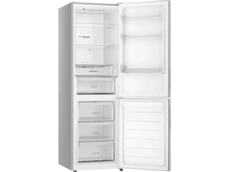 Haier CEF536CSG интерьер холодильной камеры с полками и морозильное отделение с выдвижными ящиками