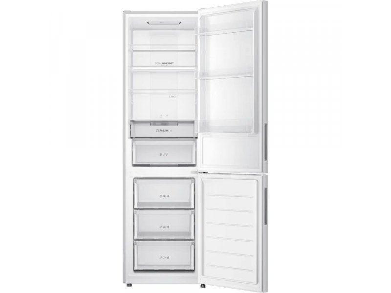 Haier CEF538CSG — открытые двери холодильника и морозильника, внутренняя организация полок и ящиков