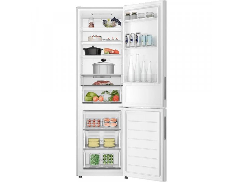 Haier CEF538CSG — наполненные полки холодильной камеры, организация хранения продуктов