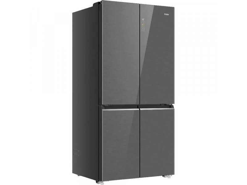 Haier HTF-690DGS7RU1 вид сбоку под углом боковая поверхность и глубина корпуса 75 см серебристый металл