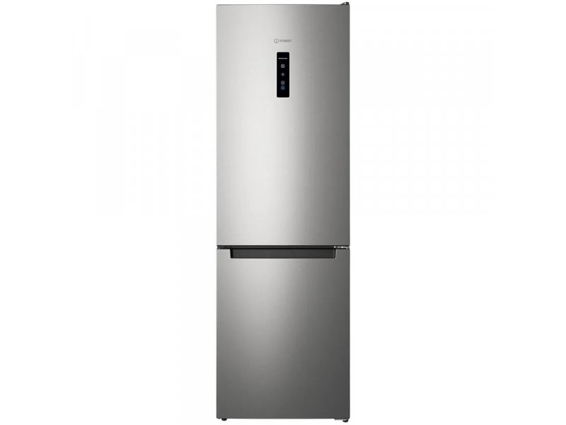 Indesit ITS 5181I XB серебристый холодильник вид спереди с сенсорной панелью управления