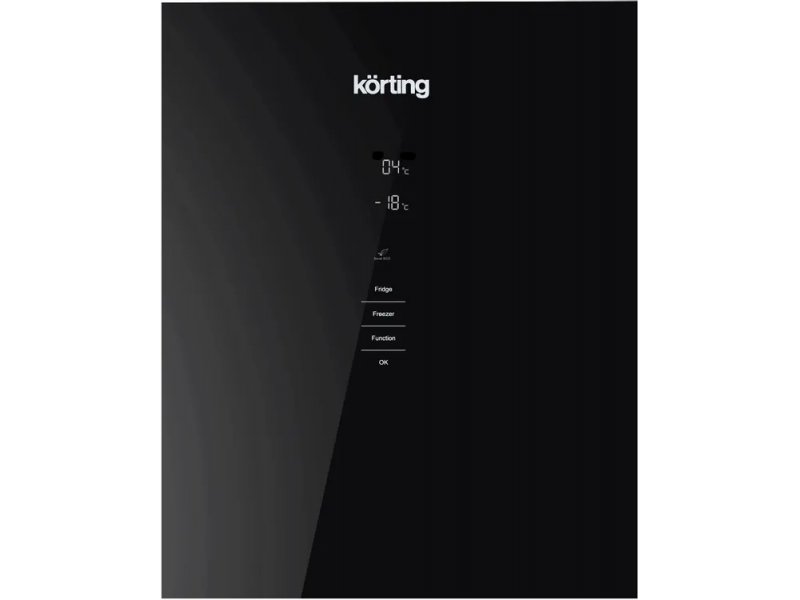 Korting KNFC 61869 GN — внешний цифровой дисплей с температурной индикацией и кнопками режимов суперзамораживания и суперохлаждения
