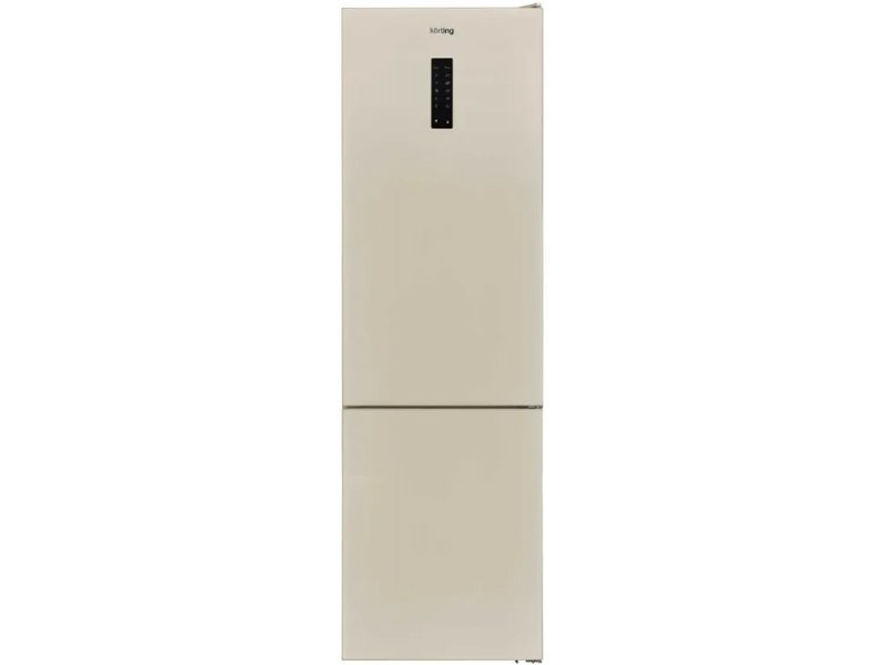 Korting KNFC 62010 B бежевый двухкамерный холодильник с сенсорной панелью управления, вид спереди