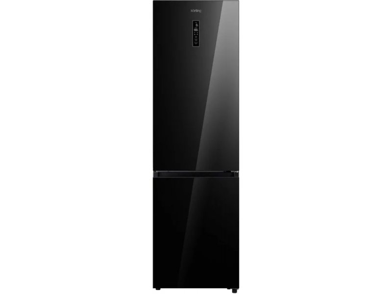 Korting KNFC 62029 GN черное стекло вид спереди двухдверный холодильник