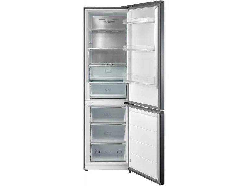 Korting KNFC 62029 GN открытый холодильник внутренние полки ящики зона свежести