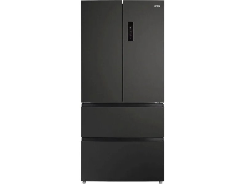 Korting KNFF 82535 XN черный — четырёхдверный Side-by-Side холодильник, вид спереди