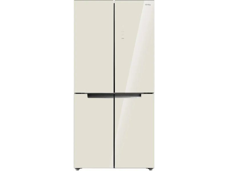 Korting KNFM 84177 GB бежевый четырёхдверный холодильник Side-by-Side вид спереди