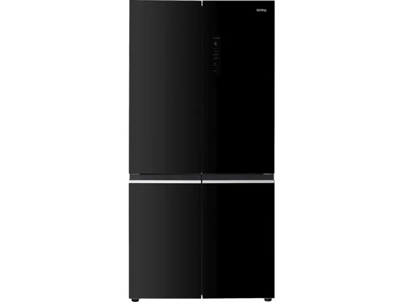 Korting KNFM 91868 GN вид спереди — чёрный глянцевый корпус French Door с сенсорной панелью управления