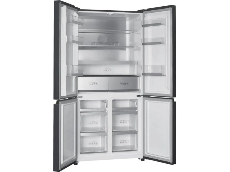 Korting KNFM 91868 X внутреннее пространство — стеклянные полки, ящики зоны свежести, полки дверей и морозильные отсеки