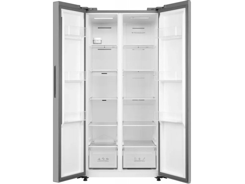 Korting KNFS 83177 X внутреннее устройство с открытыми дверями — полки, ящики, отделения