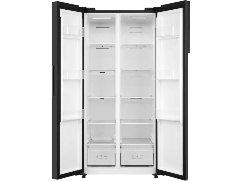 Korting KNFS 83414 N открытые двери внутренние полки ящик для овощей отделения холодильной камеры