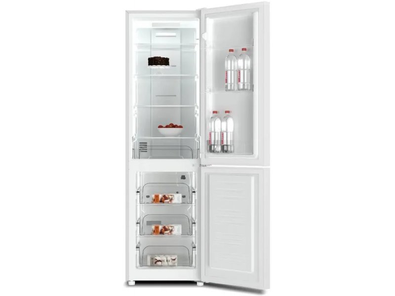 Kraft KF-NF281W внутреннее наполнение — верхняя камера с продуктами на полках, нижняя с ящиками