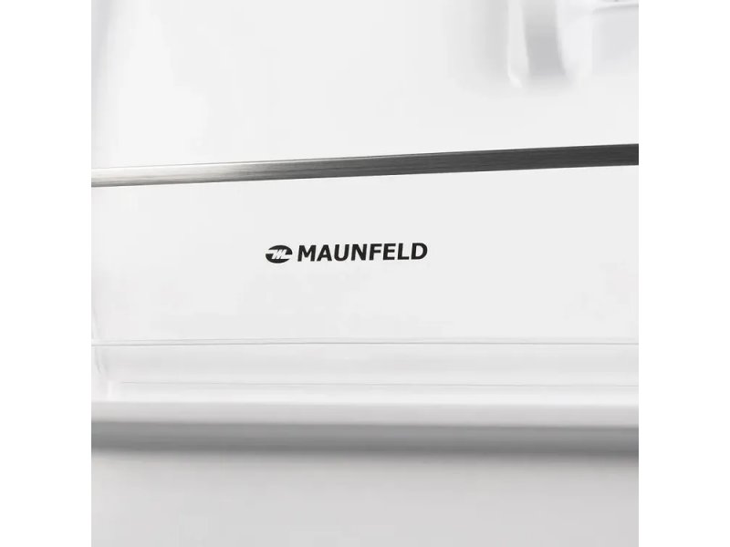 Maunfeld MFF185SFW брендинг на передней панели белого металлического корпуса