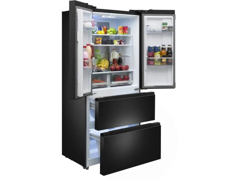 Meferi Comfort MFR83BL с открытыми тремя камерами, два выдвижных ящика морозилки, многоуровневое хранение