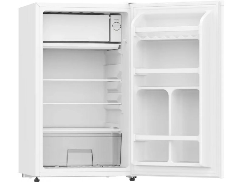 Meferi MFR83 белый — боковой вид с открытой дверью, система полок и отделений