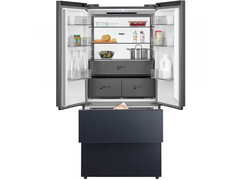 Midea MDRF705BIE70 открытая холодильная камера — полки из закалённого стекла, контейнеры PST+