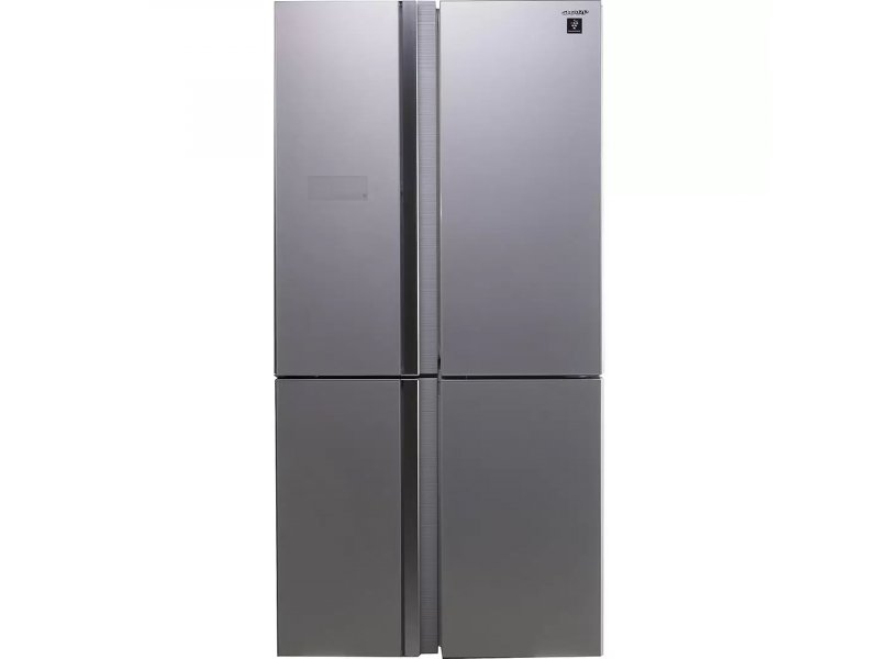 Sharp SJ-FS97VSL — четырёхдверный Side-by-Side холодильник 600 л с серебристыми стеклянными фасадами