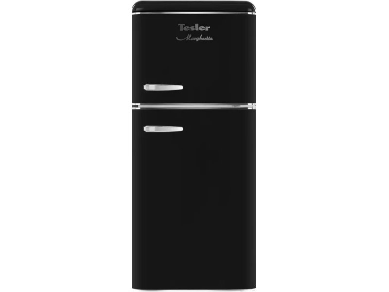 Tesler RT-152 черный двухкамерный холодильник вид спереди металлическая дверь