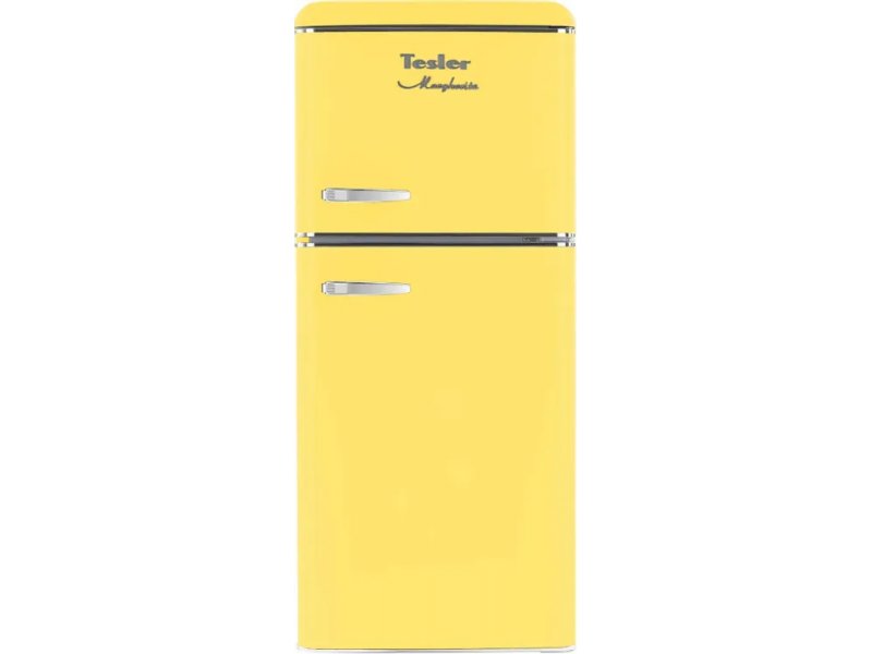 Tesler RT-152 желтый двухкамерный холодильник вид спереди