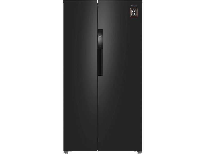 Weissgauff WSBS 550 Side-by-Side холодильник черный металлический корпус вид спереди