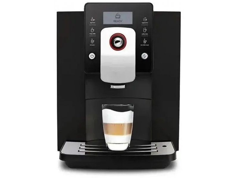 Kaffit KLM1601 автоматическая кофемашина черный корпус дисплей READY и стакан с кофе под носиком раздачи