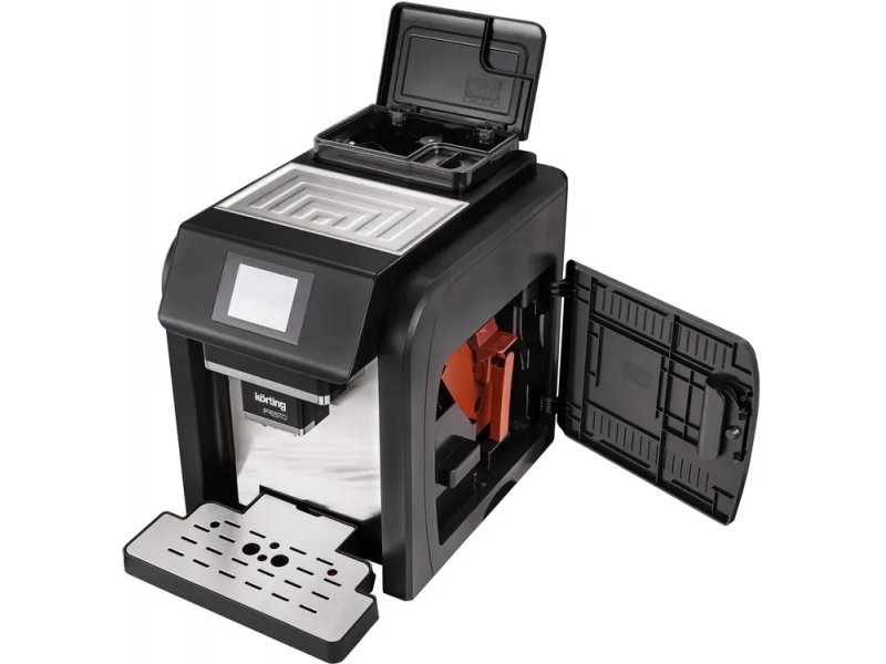 Korting KACM 2009 Presto открытая боковая дверца для обслуживания, видны молочные отсеки и внутренние компоненты