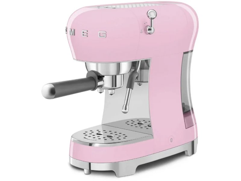 Smeg ECF02PKEU рожковая кофемашина розовая с портафильтром и паровой трубкой