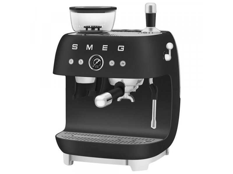 Smeg EGF03BLMEU черная рожковая кофемашина с бункером для зерна и портофильтром