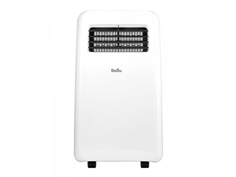 Ballu BPAC-07 CP/N1_24Y фронтальный вид, белый корпус с логотипом Ballu и вентиляционной решёткой