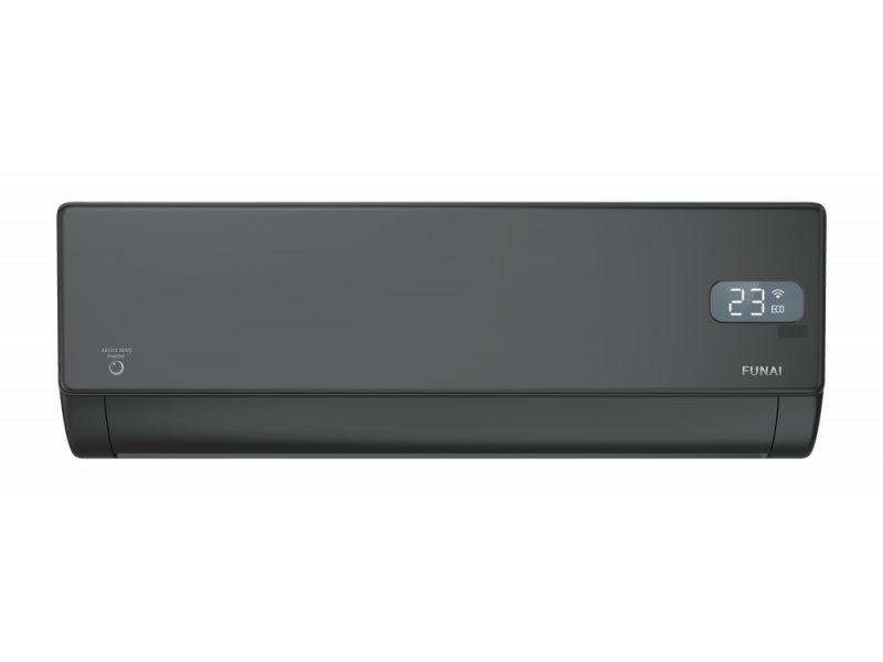 Funai Akoya Nero Inverter RAC-I-AN30HP.D01 внутренний блок спереди, LED-дисплей 23°C с индикатором Wi-Fi