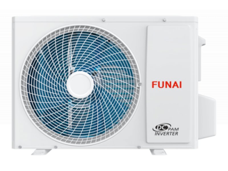Funai RAC-I-KM30HP.D01 наружный блок вентилятор с синей крыльчаткой инверторный компрессор логотип FUNAI
