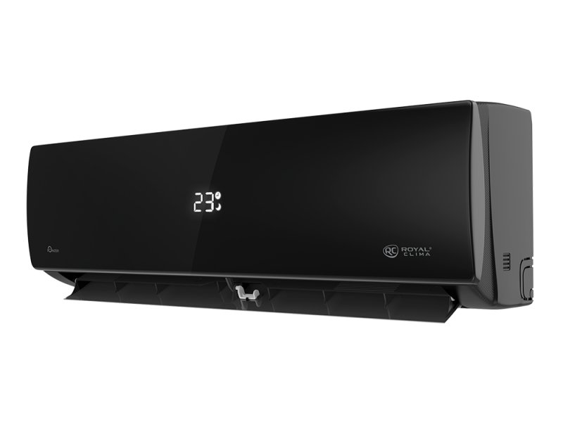 Royal Clima Attica Nero RC-AN35HN боковой профиль — компактная толщина корпуса 201 мм, вентиляционные отверстия